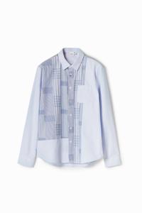 Shirt met geruite patch - BLUE - XXL