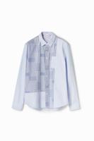 Shirt met geruite patch - BLUE - XXL