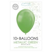 Globos Ballonnen metallic green 30cm, 10st.