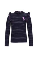 B.Nosy winter top meisjes - navy blauw/paars - Tonya - ruffles - gestreept
