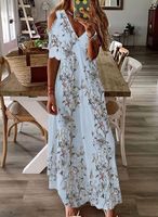 Vacation Butterfly Floral Regular Fit Weaving Dress - thumbnail