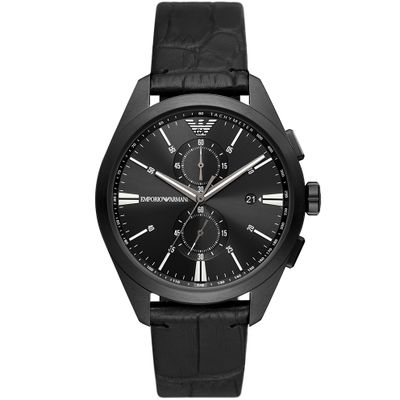 Emporio Armani AR11483 Horloge Claudio Chrono staal-leder zwart 43 mm Emporio Armani AR11483 Horloge Claudio Chrono staal-leder zwart 43 mm