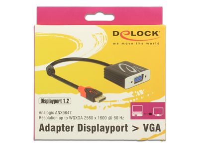 DeLOCK 62967 video kabel adapter 0,2 m DisplayPort VGA (D-Sub) Zwart DeLOCK 62967 video kabel adapter 0,2 m DisplayPort VGA (D-Sub) Zwart