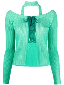 Andersson Bell cardigan nervuré à détail de laçage - Vert