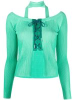 Andersson Bell cardigan nervuré à détail de laçage - Vert