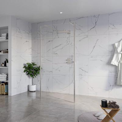 Fortifura Galeria Vrijstaande Inloopdouche - 100x200cm - Helder - antikalk - 8mm veiligheidsglas - 2 zijwanden 30cm - wandsteunen en hoekprofielen - Geborsteld RVS PVD (RVS) SW927769 2x/SW797915/SW797909 2x/SW798730 2x