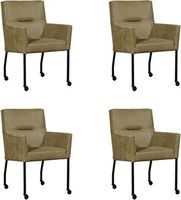 Set van 4 Olijfgroene leren moderne eetkamerstoelen Lucky - Kenia Leer Olive (olijfgroen leer)