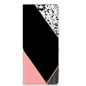 Sony Xperia 5 Stand Case Zwart Roze Vormen