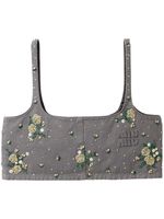 Miu Miu haut crop à fleurs - Gris