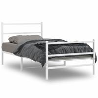 Bedframe met hoofd- en voeteneinde metaal wit 100x200 cm