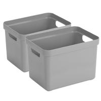 Sunware Opbergbox Sigma - 4x - kunststof - grijs - 18 liter - Opbergbakken/opbergers