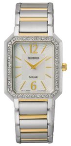 Seiko SUP466P1 Horloge Solar staal zilver-en goudkleurig-parelmoer 25 mm