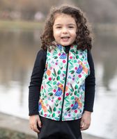 Softshell And Polar Fleece Hooded Vest Flowers And Birds Drawings - thumbnail