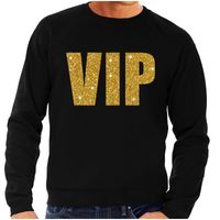 VIP tekst sweater / trui zwart met gouden glitter letters heren - thumbnail