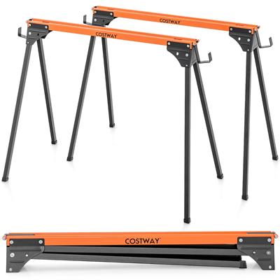 Set van 2 Inklapbare Zaagbokken Stevig Metaal Poten met Snelsluiting 2x4 Draagarmen Capaciteit 500kg Elk voor Houtbewerking