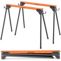 Set van 2 Inklapbare Zaagbokken Stevig Metaal Poten met Snelsluiting 2x4 Draagarmen Capaciteit 500kg Elk voor Houtbewerking