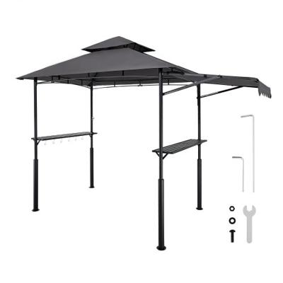 VEVOR BBQ Gazebo, 2430x1500x500mm, Grillluifel Buitengrill, 2-laags BBQ Gazebo Luifel, Dubbel Dak Tuingazebo met Verstevigde Steunpoten & Luifel, voor Terras, Tuin & Tuin