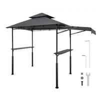 VEVOR BBQ Gazebo, 2430x1500x500mm, Grillluifel Buitengrill, 2-laags BBQ Gazebo Luifel, Dubbel Dak Tuingazebo met Verstevigde Steunpoten & Luifel, voor Terras, Tuin & Tuin