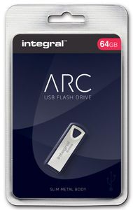 Integral 64GB USB2.0 DRIVE ARC METAL USB flash drive USB Type-A 2.0 Zilver