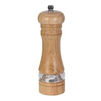 Pepermolen/zoutmolen - hout - bruin - 17 cm - kruidenmolen - vermalen