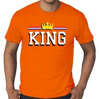 Grote maten King t-shirt oranje voor heren - Koningsdag shirts - thumbnail