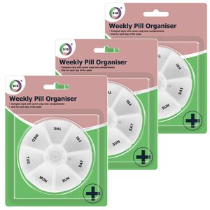 Multipak van 5x stuks medicijnen doos/pillendoosjes 7-vaks wit 9 cm