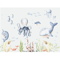Designed4Kids wandvullend behang kinderkamer sealife-350 x 260 cm