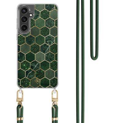 Samsung Galaxy S24 FE hoesje met groen koord - Kubus groen