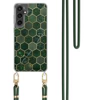 Samsung Galaxy S24 FE hoesje met groen koord - Kubus groen