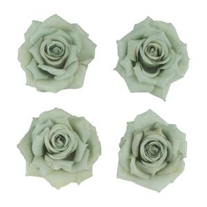 Chaks Decoratie rozen set - kunststof - 4x stuks - - groen - 9,5 x 5,5 cm - bruiloft decoratie