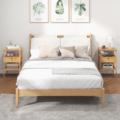 Nachtkastje van Bamboe Modern 3-Laags Nachtkastje voor Slaapkamer Woonkamer Natuurlijk 40 x 40 x 68 cm (Set van 2)