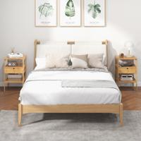 Nachtkastje van Bamboe Modern 3-Laags Nachtkastje voor Slaapkamer Woonkamer Natuurlijk 40 x 40 x 68 cm (Set van 2)