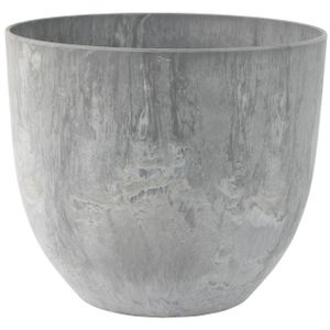 Bloempot/plantenpot van gerecycled kunststof betongrijs D28 en H24 cm