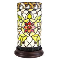 HAES DECO - Tiffany Tafellamp Creme, Groen, Rood Ø 15x26 cm Fitting E14 / Lamp max 1x40W