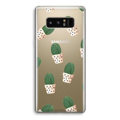 Cactusprint roze: Samsung Galaxy Note 8 Transparant Hoesje