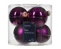 Kerstbal glas d8 cm violet ass 6st kerst - Decoris