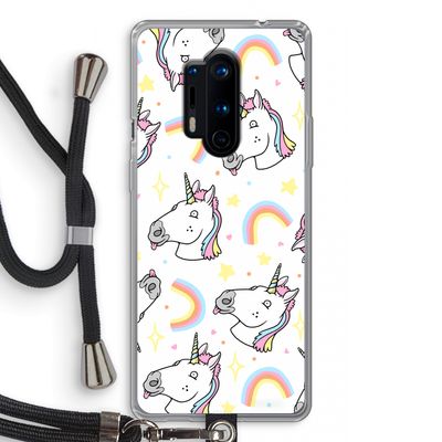 Rainbow Unicorn: OnePlus 8 Pro Transparant Hoesje met koord