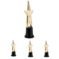 Boland Star award prijs - 4x stuks - met gouden ster - 22 cm - kunststof - Feestartikelen - sportpri