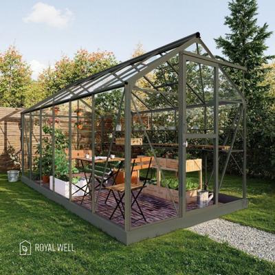 Royal Well Mary 4 tuinkas met veiligheidsglas en fundering - groengrijs Royal Well Mary 4 tuinkas met veiligheidsglas en fundering - groengrijs