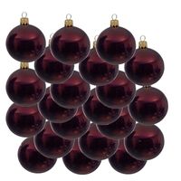 18x Glazen kerstballen glans donkerrood 8 cm kerstboom versiering/decoratie   -