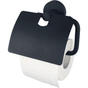 Haceka Kosmos Toiletrolhouder met klep zwart OUTLET UDEN 1142257