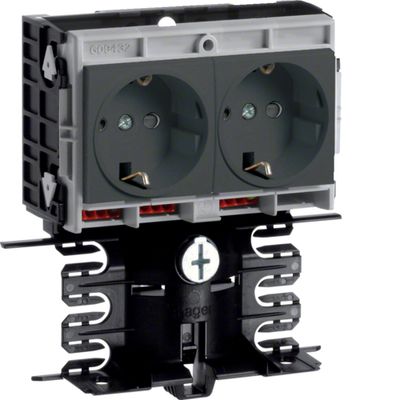 Frame voor outlet, 80mm hoog incl. dubbele contactdoos zwart