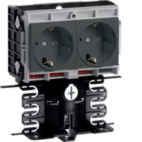 Frame voor outlet, 80mm hoog incl. dubbele contactdoos zwart