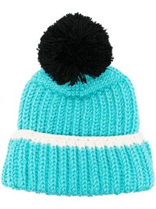 Patou bonnet en maille à pompons - Bleu