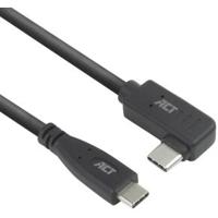 ACT USB 3.0 10Gbps 60W USB Type-C (recht) naar USB Type-C (haaks links/rechts) kabel, 0,5 meter ACT USB 3.0 10Gbps 60W USB Type-C (recht) naar USB Type-C (haaks links/rechts) kabel, 0,5 meter
