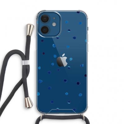 Blauwe stippen: iPhone 12 mini Transparant Hoesje met koord