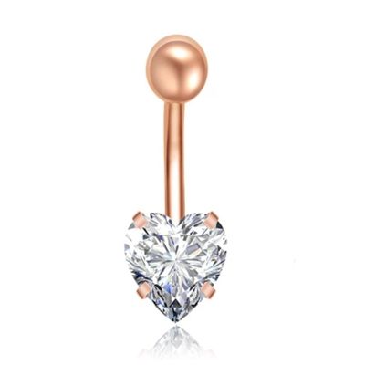 Stalen Piercing voor Navel - Heart Rose Gold