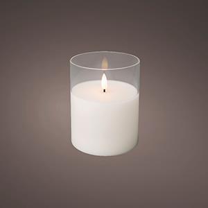 LED flakkerkaars in glas 10x12,5cm wit - 5509675