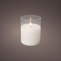 LED flakkerkaars in glas 10x12,5cm wit - 5509675