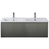 Frozen 3D Badmeubelset 120 cm - Greeplijst in Kleur - Petrol Mat - Keramische Wastafel Wit Dubbel 2 Kraangaten